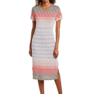 St. John Striped Short-Sleeve Midi Dress  Brisa Knit Maxi Dress Size M